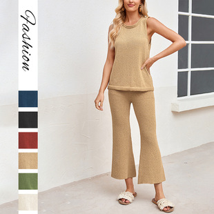 2026春夏季亚马逊热卖休闲针织背心女装欧美时尚套装свитер