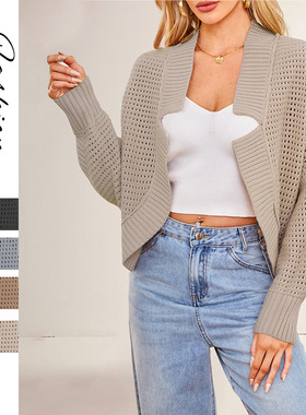 2025新款热卖欧美亚马逊Temu秋冬时尚蝙蝠袖针织开衫毛衣女装外套