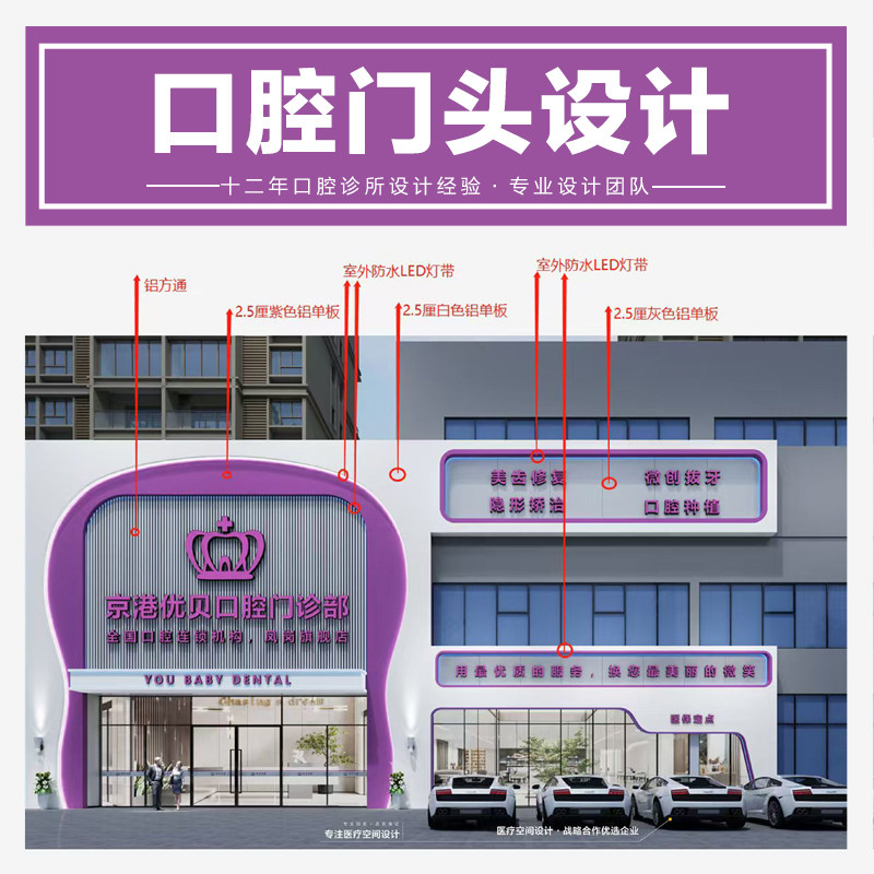 口腔诊所牙科设计消毒室种植室平面布局牙科招牌门头手术室效果图
