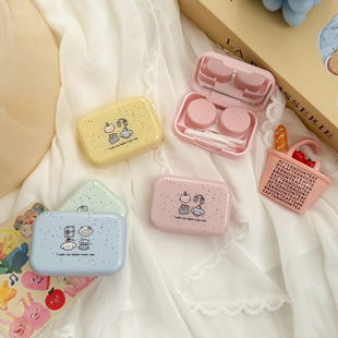 隐形眼镜盒便携式美瞳收纳盒子可爱便携式女带镜子防漏伴侣盒高级