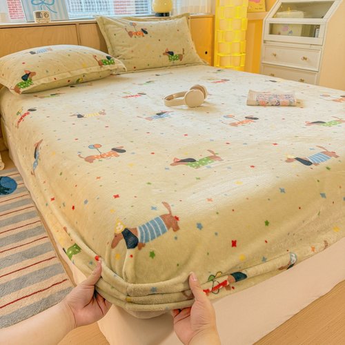 定做定制儿童卡通加厚牛奶绒床笠