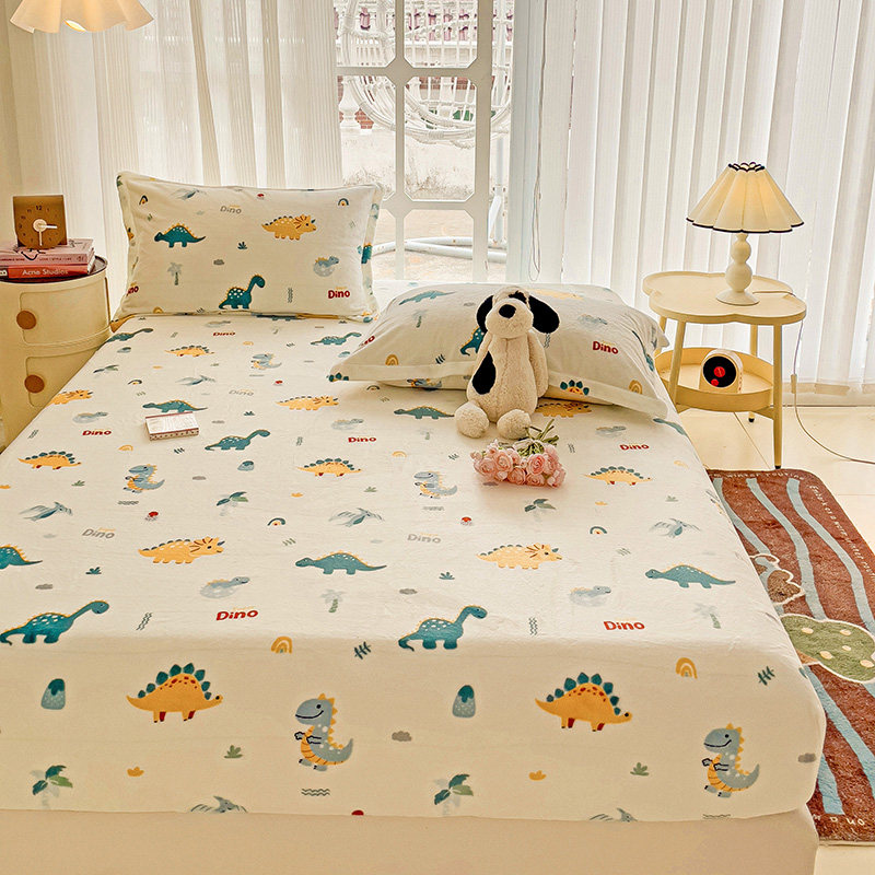 订做定制儿童卡通加厚牛奶绒床笠床罩床垫套珊瑚绒榻榻米宿舍床包