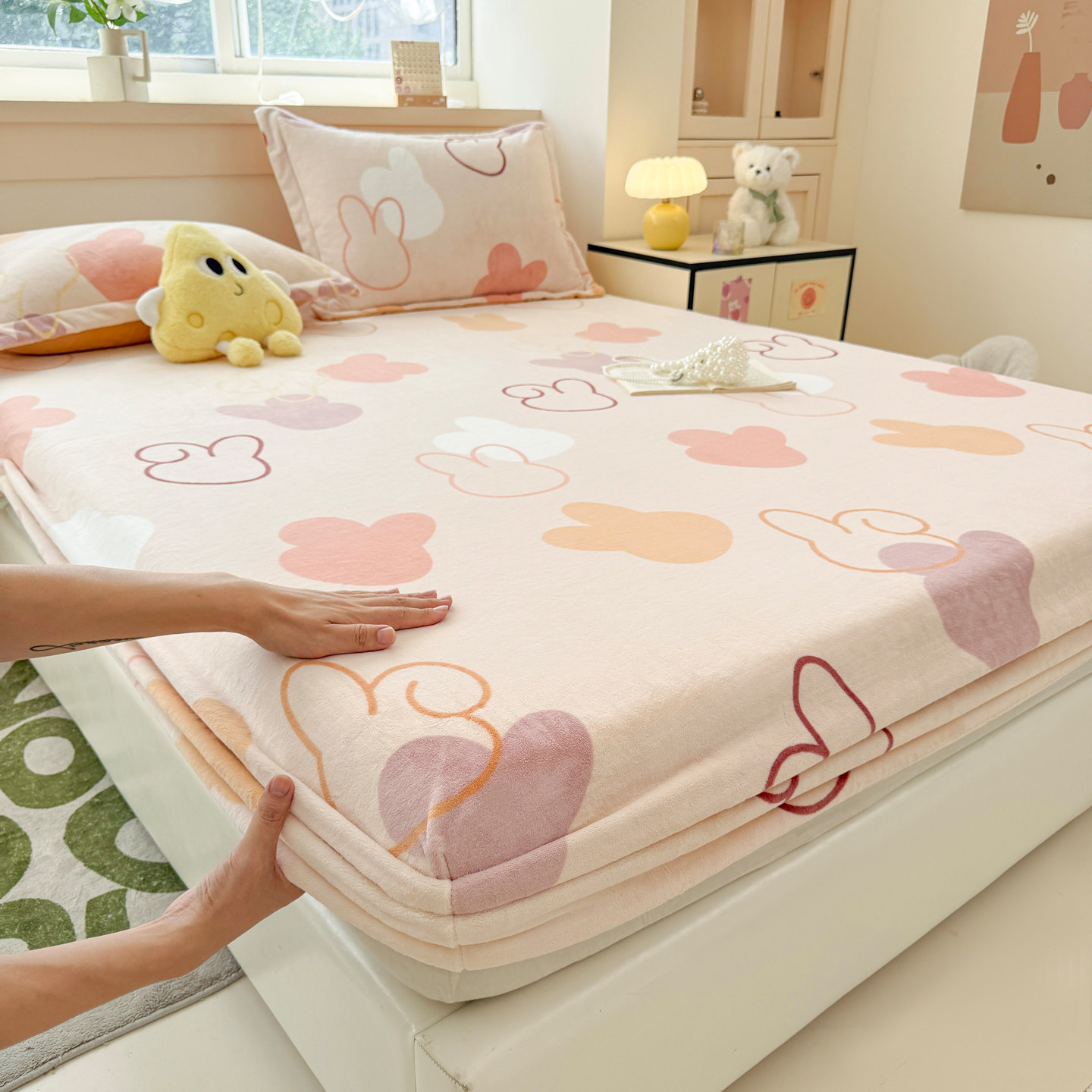 定制定做加厚牛奶绒床笠床单床垫套儿童卡通榻榻米床包学生上下铺