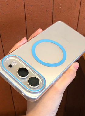 适用于荣耀500手机壳磁吸新款荣耀500pro超薄透明大孔轻奢honor透彩硬壳ins保护套por硬壳少女心天蓝色防摔