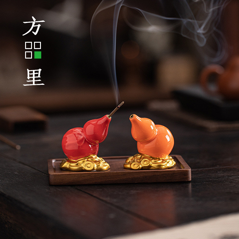 创意陶瓷福禄葫芦线香插客厅茶室图片