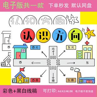 位置與方向手抄報模板電子版 認識手抄報 小學生數學關于認識方位