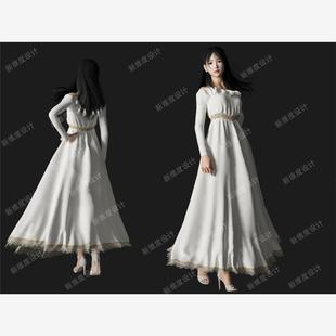 现代亚洲电脑3D性感美女裙子美女人物女人模特女学生老师3DMAX模