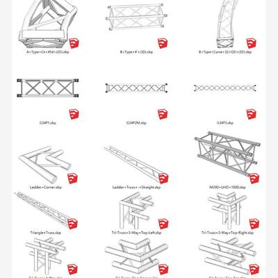 truss三角形 圆管桁架铁架草图大师SU 平面SketchUp架子模型素材