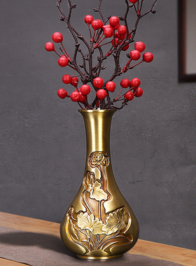 摆件客厅花瓶黄铜中式