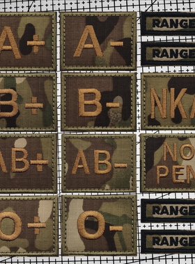 美国游骑兵臂章MC迷彩血型徽章迷你医疗魔术贴章战术头盔背包布贴