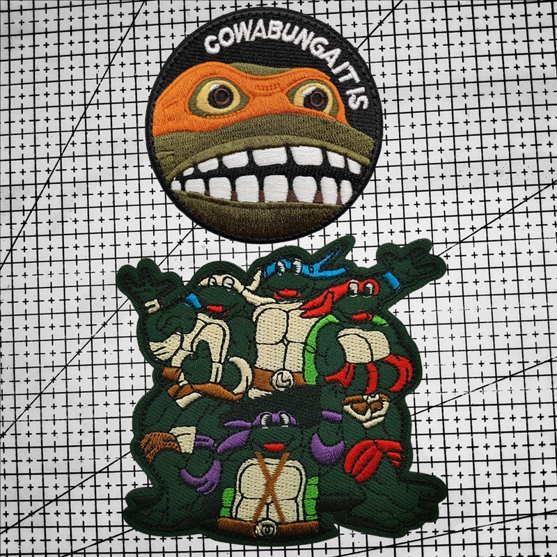 小乌龟动漫士气章忍者神龟刺绣魔术贴徽章军迷臂章战术背包贴布贴