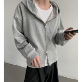 jmhomme秋季 上衣男 百搭短款 韩版 休闲卫衣连帽拉链外套宽松基础款