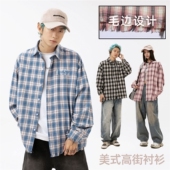 毛边流苏设计长袖 衬衫 男女同款 jmhomme新款 字母刺绣情侣款 衬衣外