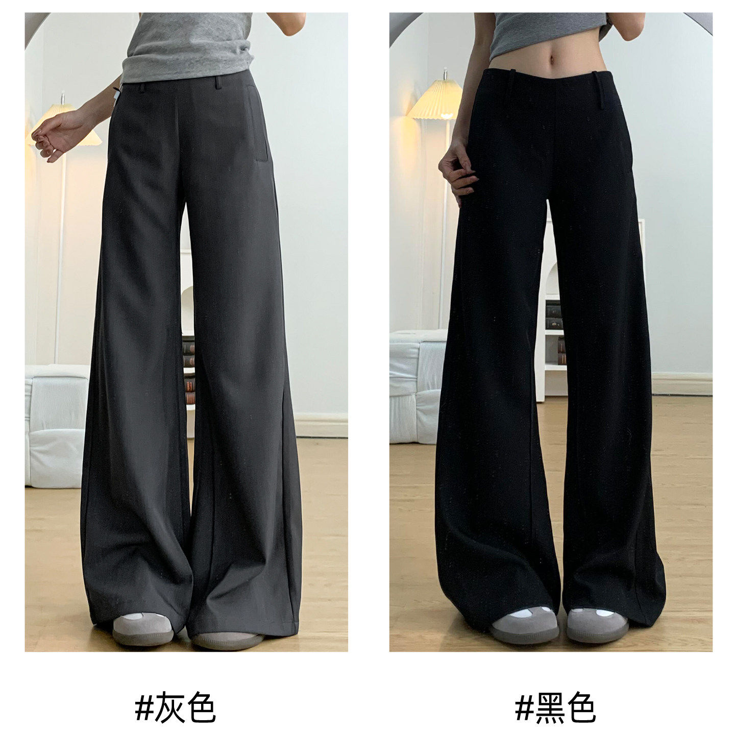 黑色西装微喇叭裤女夏季2026新款小个子马蹄裤高腰显瘦裤垂感裤子