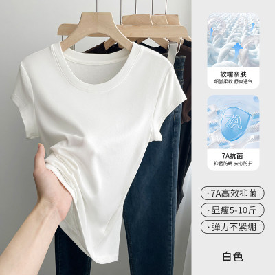 小飞袖短袖t恤女修身正肩