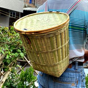 背篓竹编背篼背箩筐带盖舞蹈道具农用手工古风买菜采摘收纳竹筐