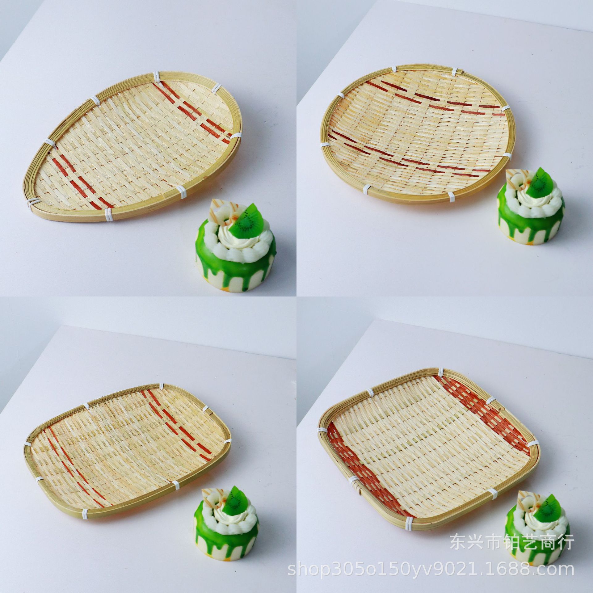 竹编簸箕家用手工编织糕点零食盘