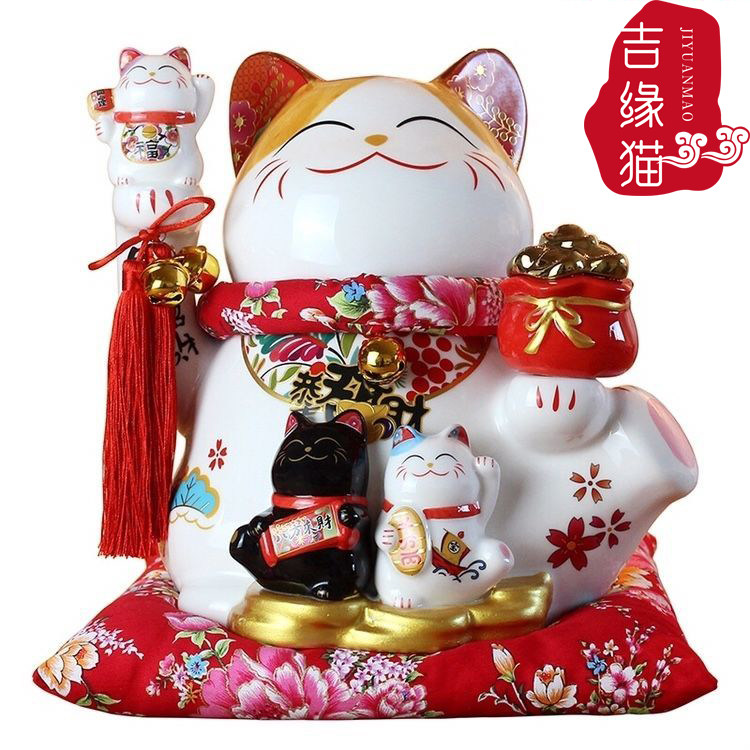 国潮宫廷陶瓷大号招财猫家居摆件存钱储蓄罐店铺收银台开业礼品