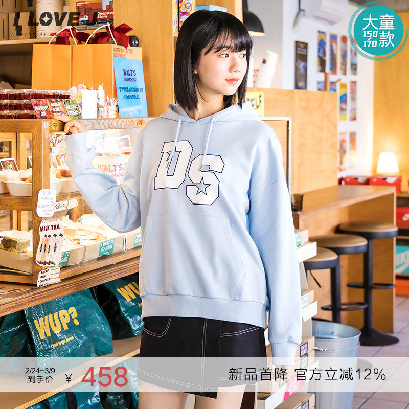 ILOVEJ韩国童装2026春新款女大童青少年连帽宽松休闲卫衣/GYSTO07