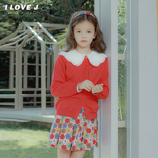 ILOVEJ童装纯色针织开衫儿童秋装女童上衣薄款毛衣外套/JUFOU13