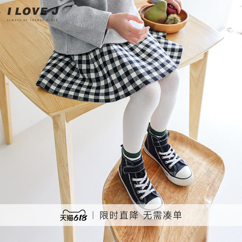 ILOVEJ童装格子针织百褶短裙儿童冬装女童洋气时尚裙子潮/JTWSK01