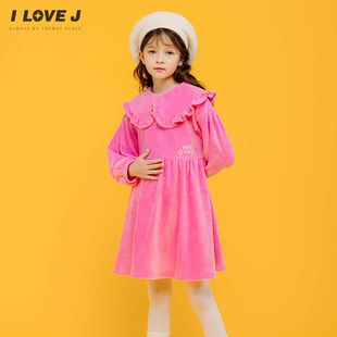 【新年系列】ILOVEJ童装女童粉色灯芯绒连衣裙冬季公主裙/JVWOP42