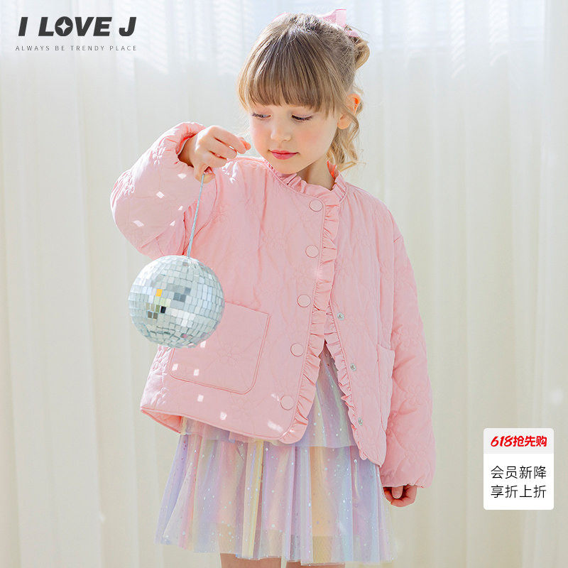 ILOVEJ韩国童装2026春新款韩系轻量棉服女童薄款夹棉外套/JYSOU17
