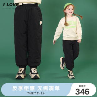女童黑色棉褲 加絨外穿布貼長褲 2024冬季 子 JWWPT10 新款 ILOVEJ童裝