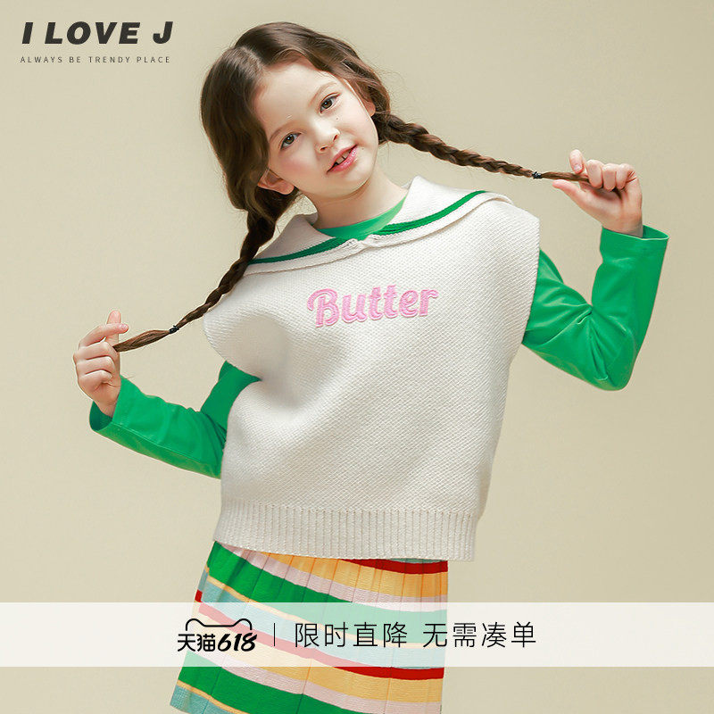 ILOVEJ童装韩系学院风女童针织衫马甲春秋上衣换季背心/JVSTO27