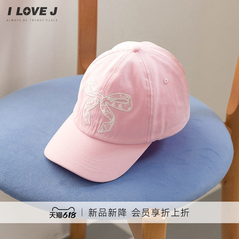 ILOVEJ韩国童装春夏季女童棒球帽儿童粉色蝴蝶结帽子配饰/JYSEC14