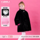 ILOVEJ童装 JWWOU14 25冬新女童黑色仿貂毛皮草外套儿童毛绒暖大衣