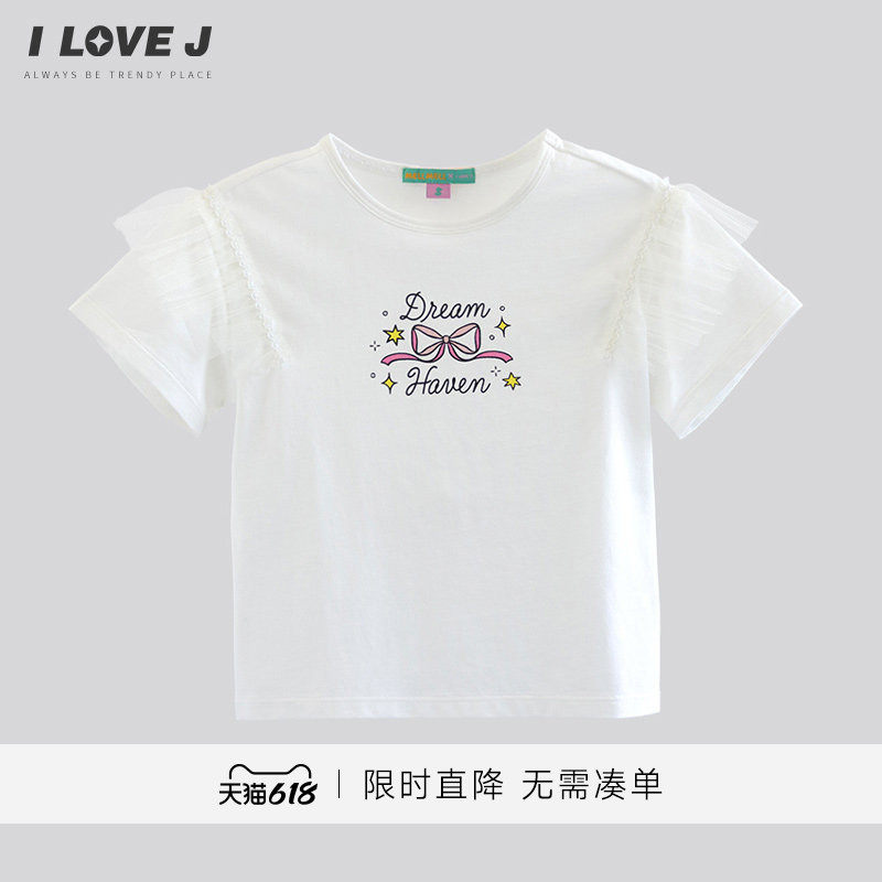 ILOVEJ韩国童装26夏季儿童蝴蝶结短袖女宝宝T恤可爱上衣/MXUTO06