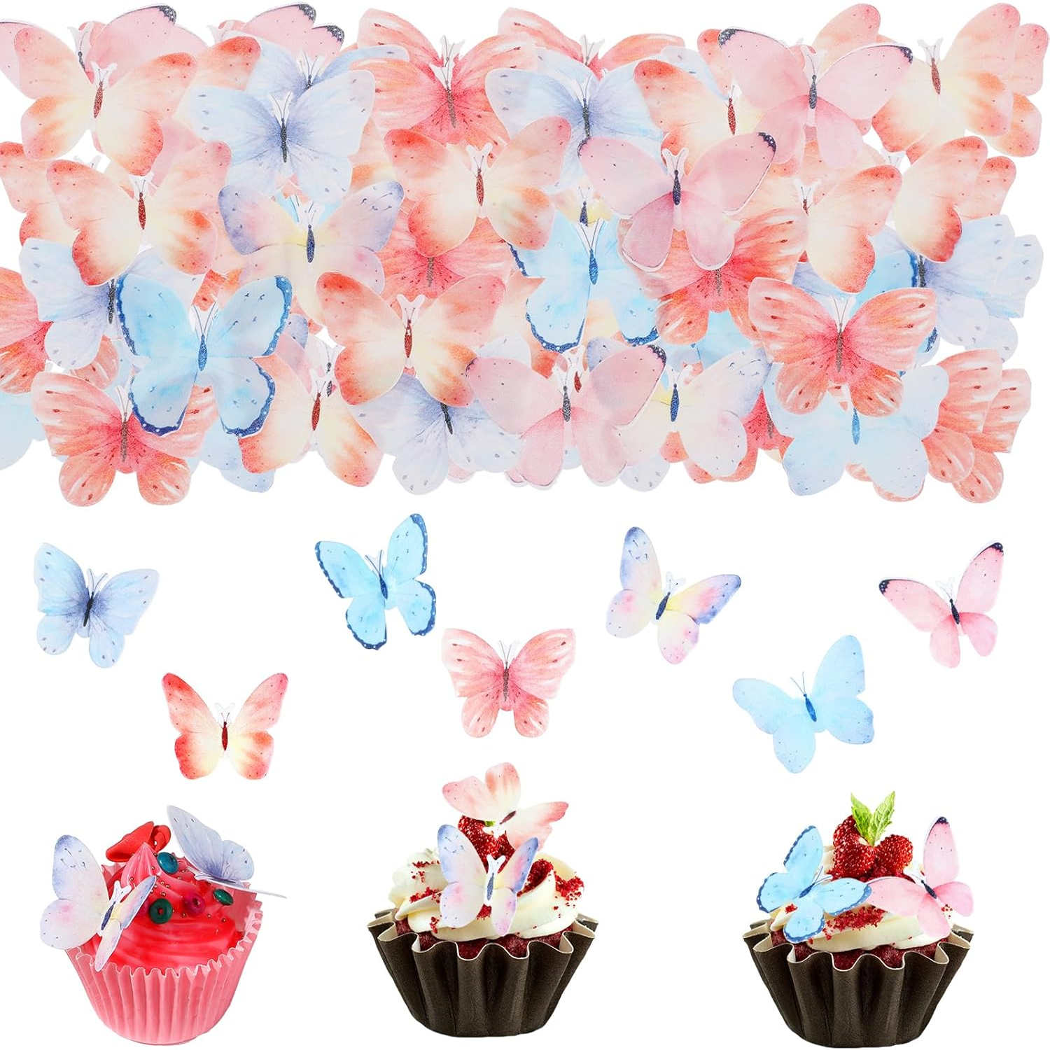 蝴蝶蛋糕装饰diy蝴蝶纸杯