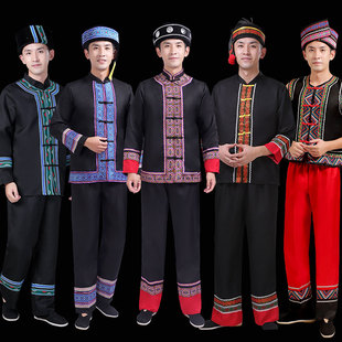 黑色少数民族服装布朗族广西壮族彝族佤族土家族侗族羌族演出服装