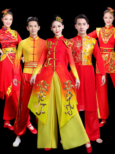 新款男女打鼓演出服式成人鼓舞中国风战鼓舞表演服歌颂中国梦舞蹈