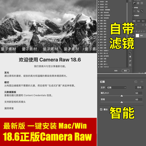 Camera Raw18.6新版2026正版增效工具raw转档JPG ps软件调色插件