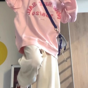 外套 宽松百搭高街薄款 美式 hiphop潮牌圆领无帽卫衣女2025春秋新款