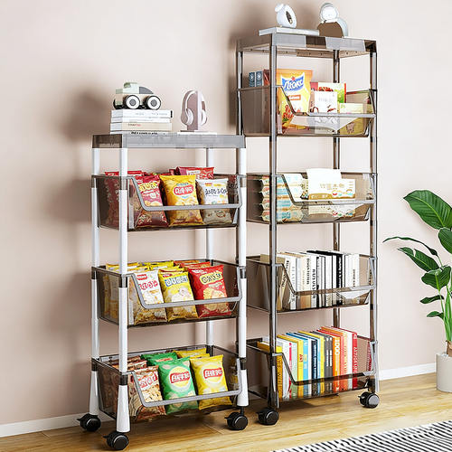 零食置物架落地多层可移动小推车化妆品柜子卧室客厅收纳架