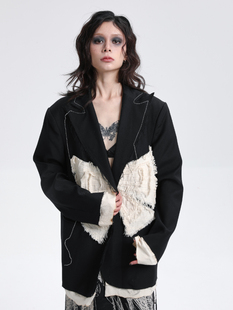 Liquid.zip液体压缩包「虫系列」原创设计羊毛棉麻手工烧边西装