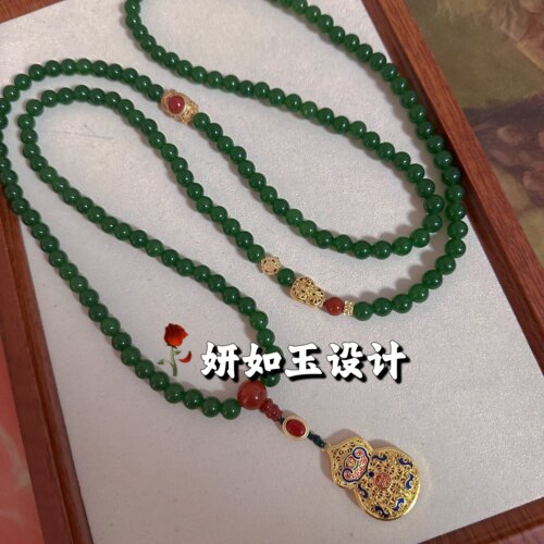 国风复古新中式项链毛衣链斜挎链背链葫芦烧蓝吊坠气质百搭时尚女