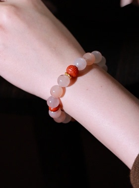 SUMOJEWEL《蜜桃乌龙》新中式原创温柔风桃花酿金丝玉手串