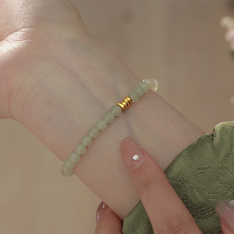 sumojewel天然和田玉足金手串