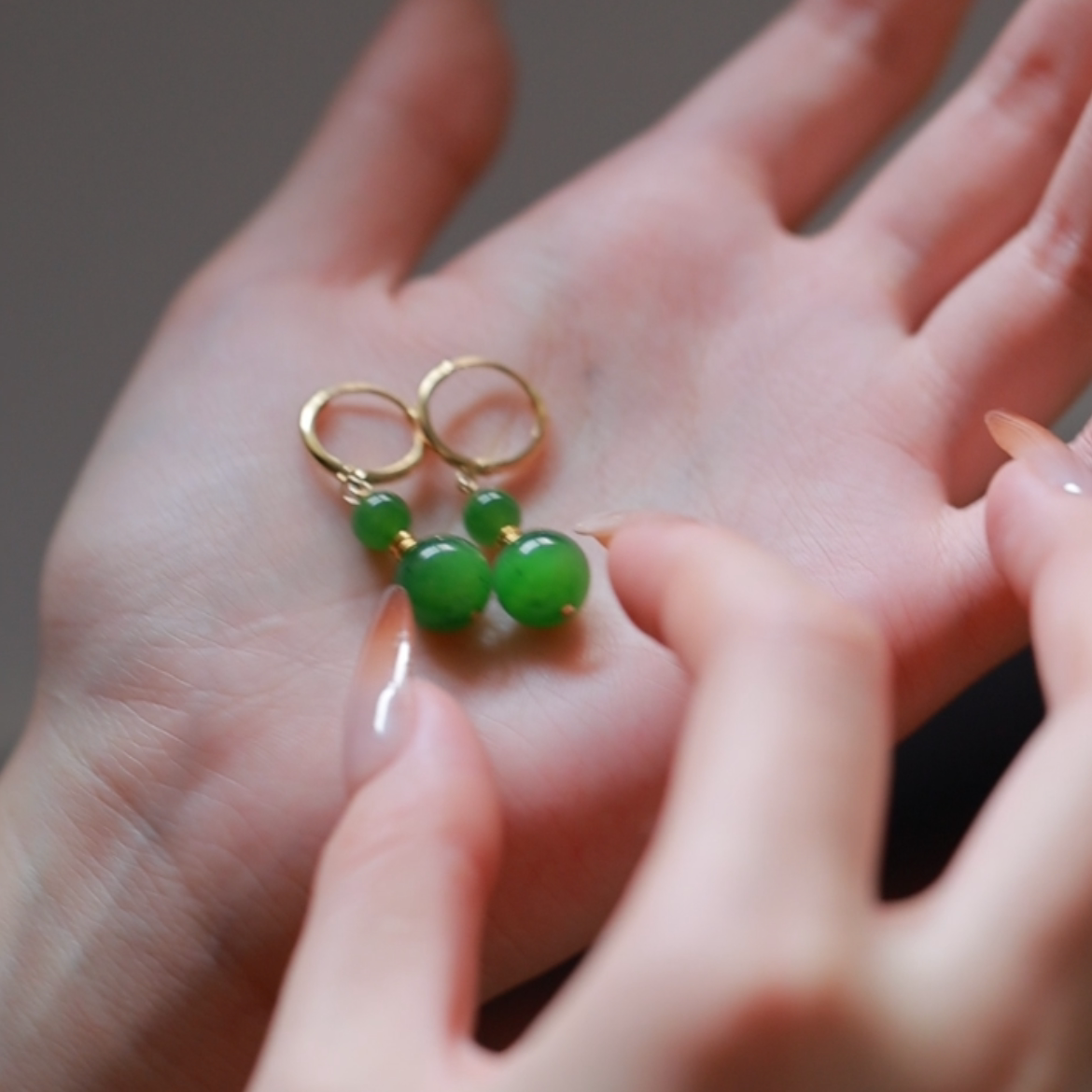 SUMOJEWEL《翠胭》新中式复古文艺天然和田玉简约气质耳环