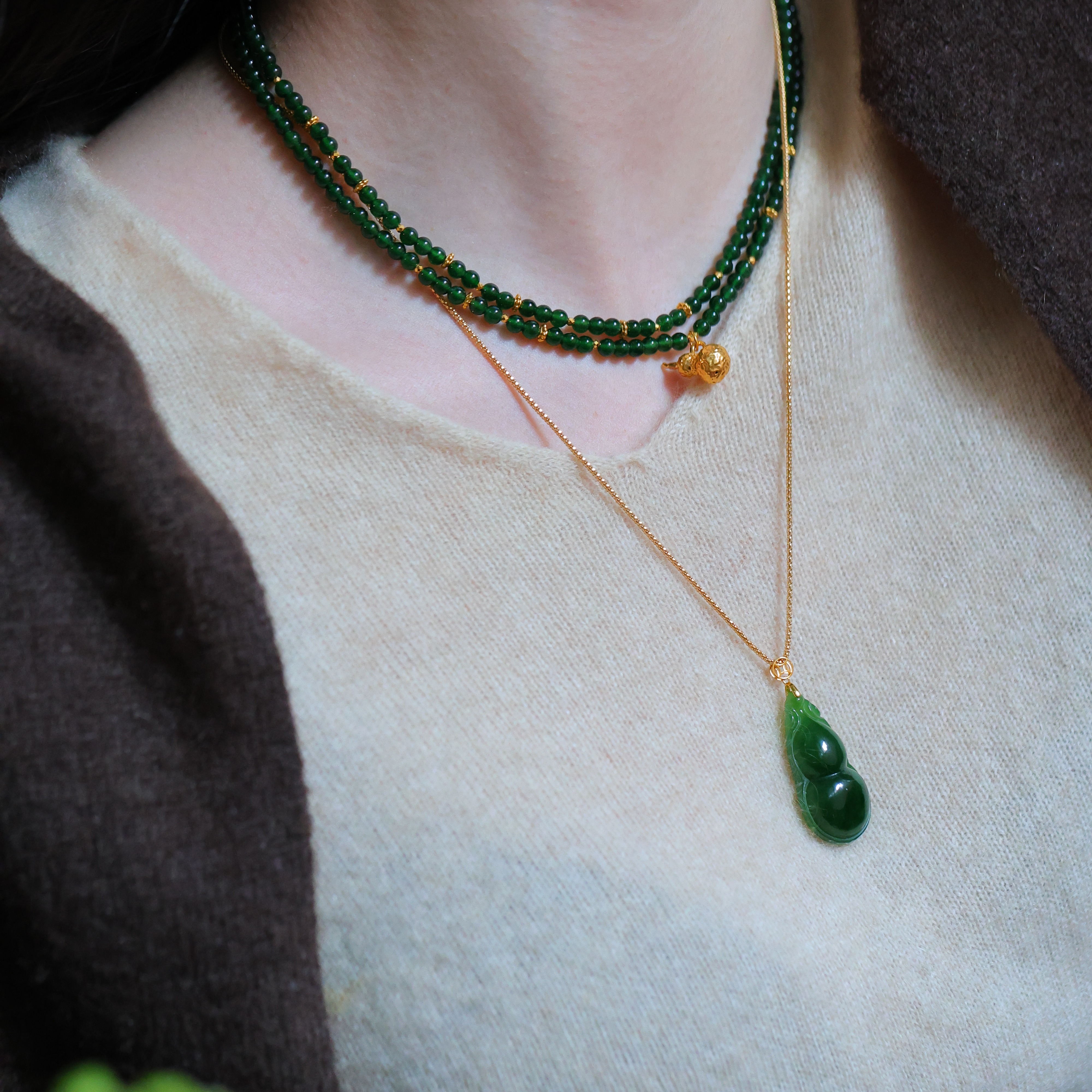 SUMOJEWEL《千福万禄》新中式复古文艺优雅简约危料小米辣锁骨链