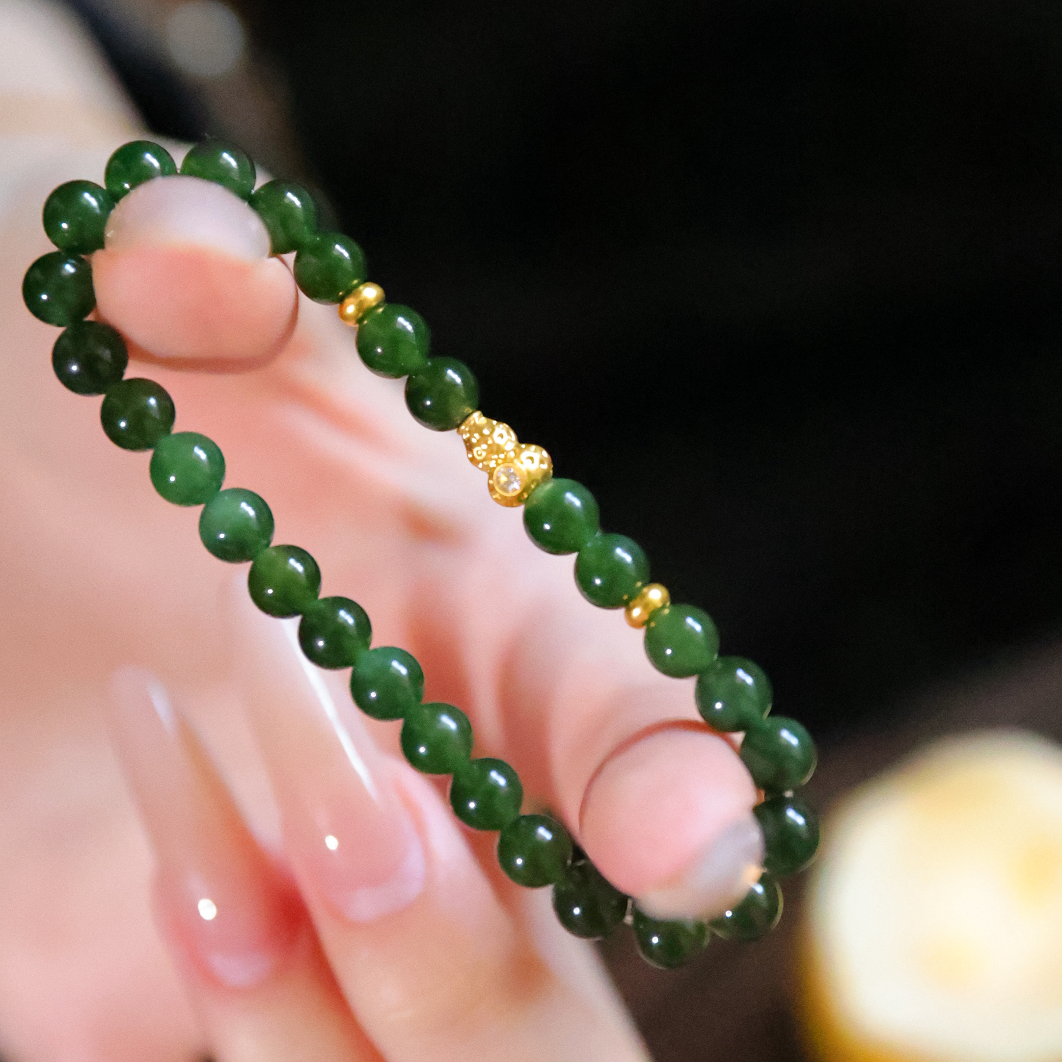 SUMOJEWEL《福韵》新中式简约淡雅寓意福禄碧玉手串