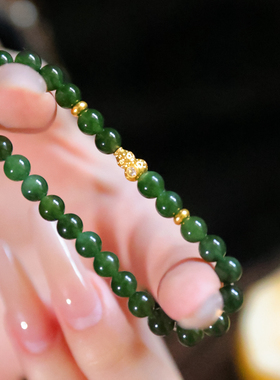 SUMOJEWEL《福韵》新中式简约淡雅寓意福禄碧玉手串
