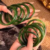 优雅文艺俄料碧玉叮当镯 新中式 SUMOJEWEL 鸣翠