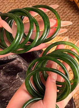 SUMOJEWEL《鸣翠》新中式优雅文艺俄料碧玉叮当镯