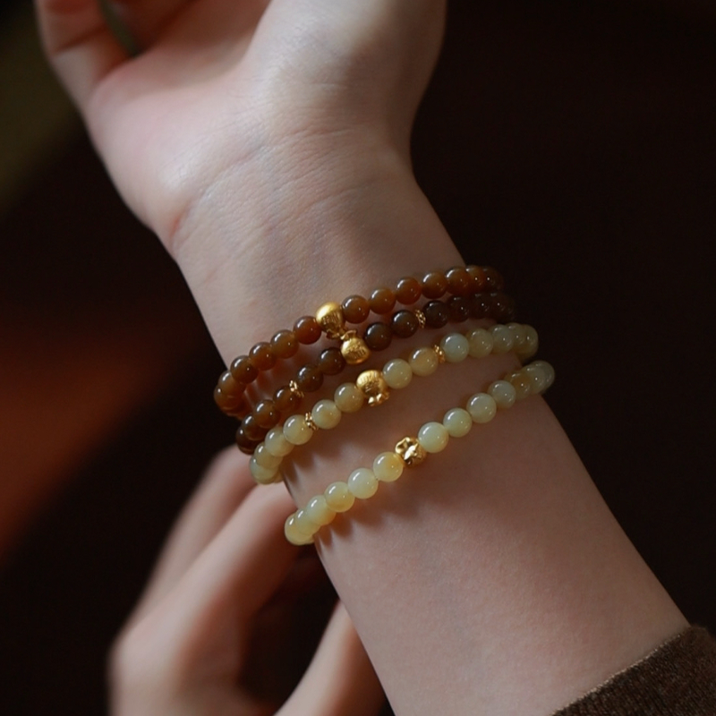 SUMOJEWEL《金福袋》新中式温柔复古且末糖玉福袋手串