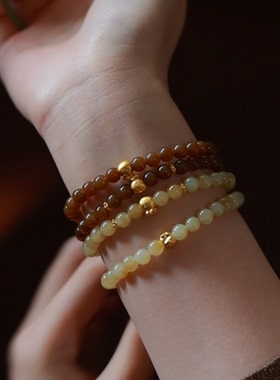 SUMOJEWEL《金福袋》新中式温柔复古且末糖玉福袋手串